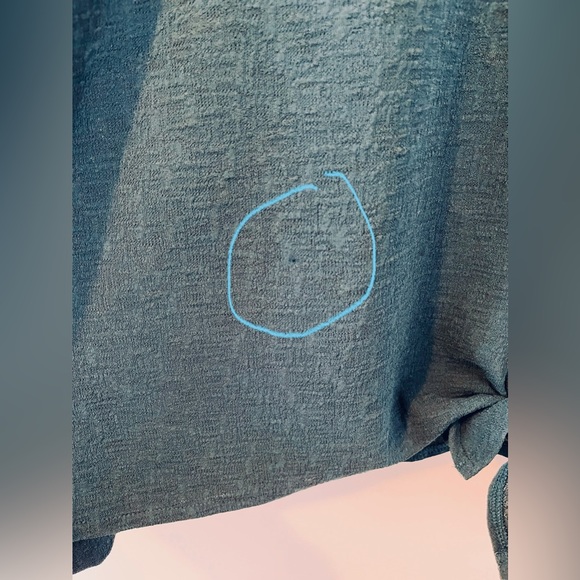 Sussan Size L Teal Green Tie Front Top Long Sleeve Blouse - Picture 3 of 15